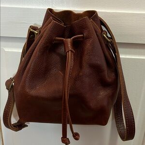 Portland Leather Drawstring Small Bucket Bag